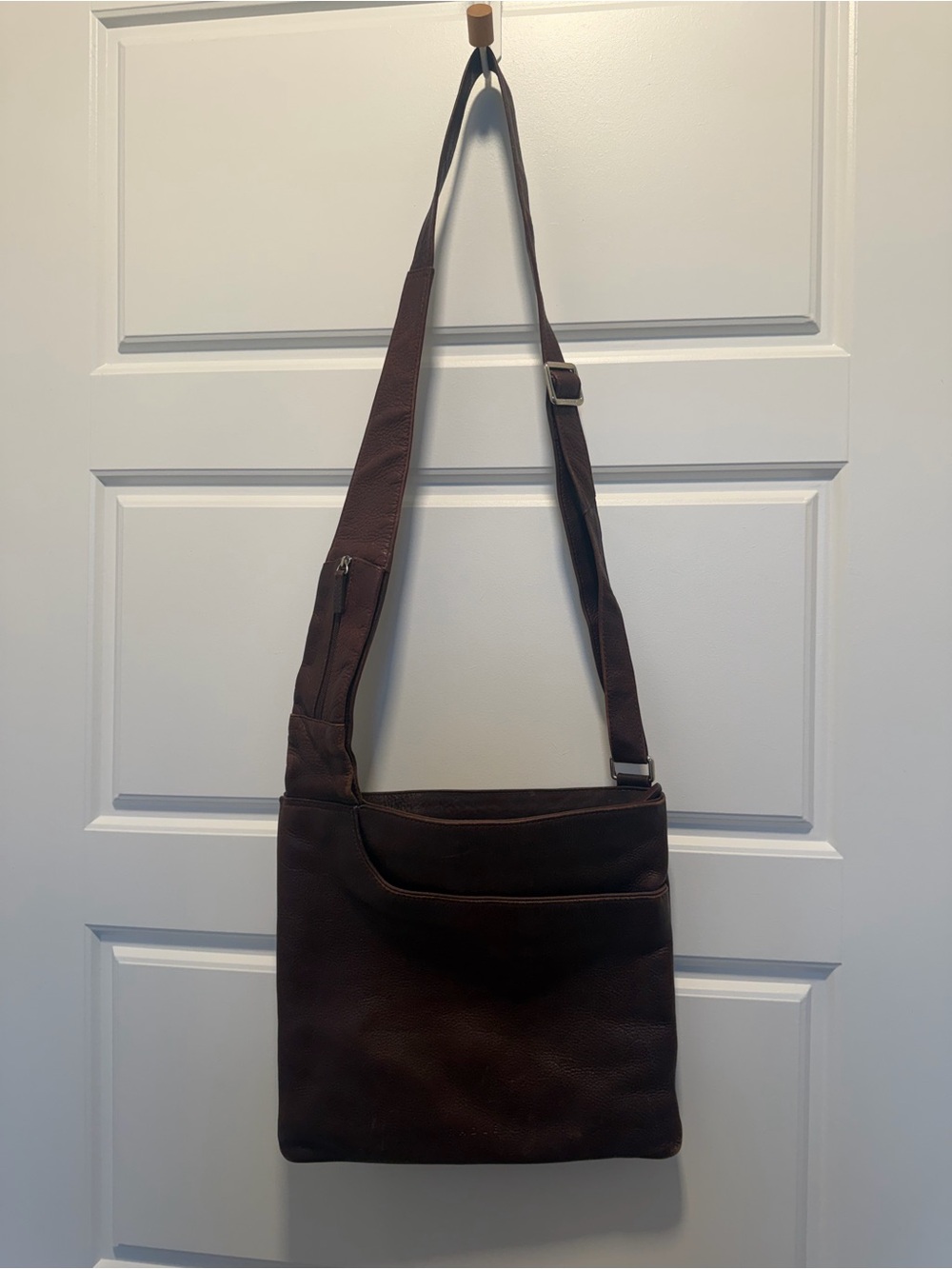 Dark Brown Leather Crossbody Bag - Adjustable Strap